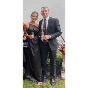 David’s Bridal- charmeuse draped one-shoulder bridesmaid dress

STYLE# GS290018